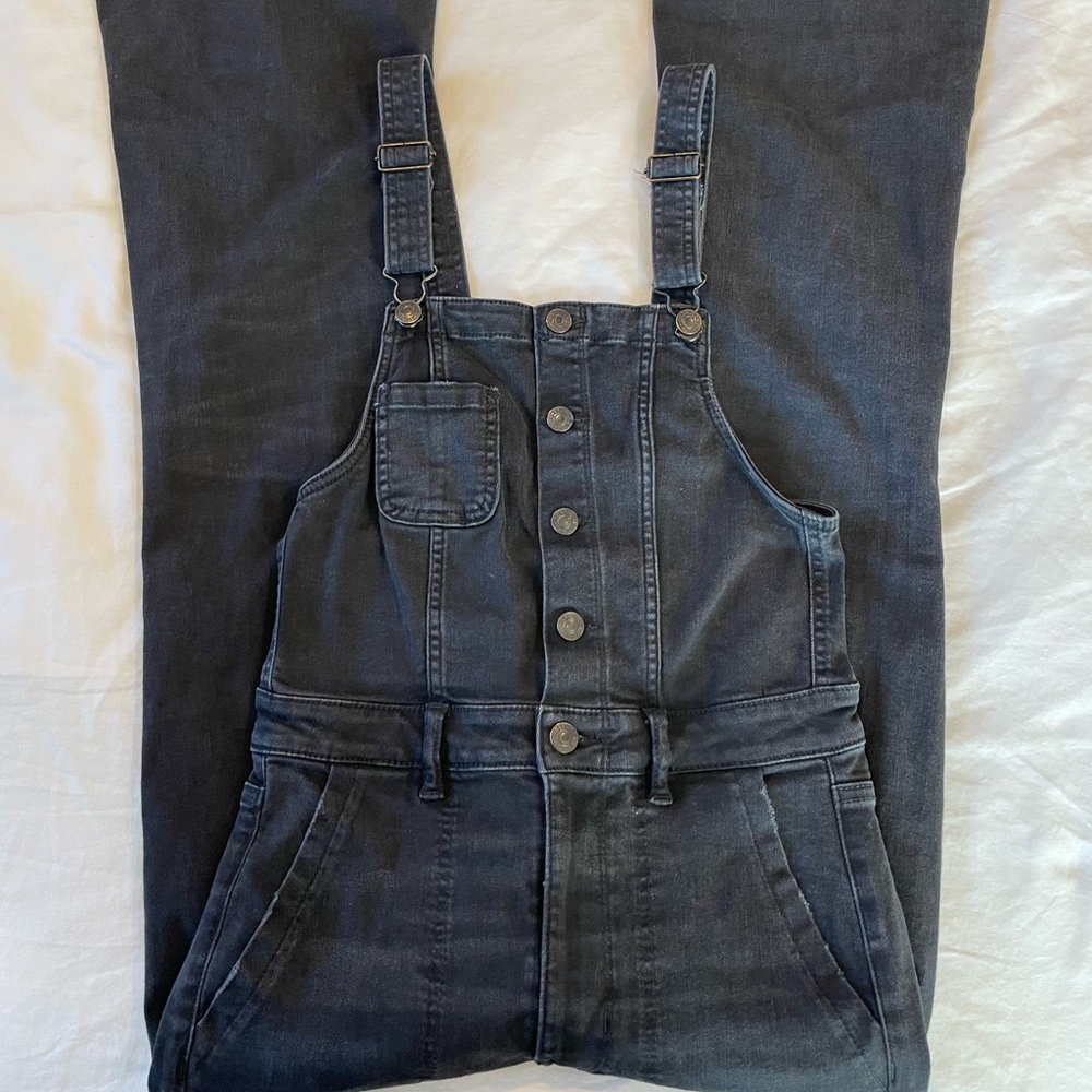 American Eagle Black Flare-Leg Overalls